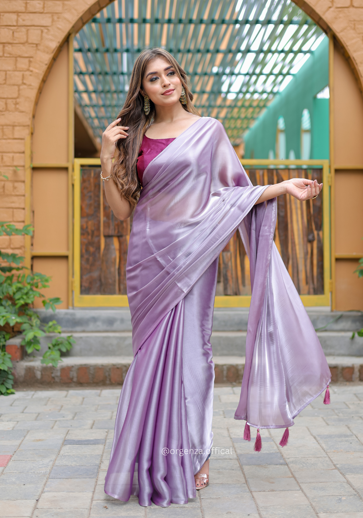 Plain Lavender Colour Jimmy Choo Saree - Orgenza Store