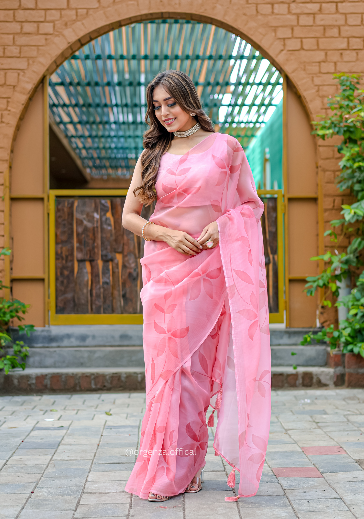 Dark Pink Colour Digital Print Saree - Orgenza Store