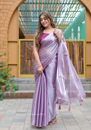 Plain Lavender Colour Jimmy Choo Saree - Orgenza Store