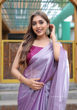 Plain Lavender Colour Jimmy Choo Saree