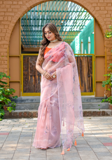 Light Peach Colour Digital Print Saree