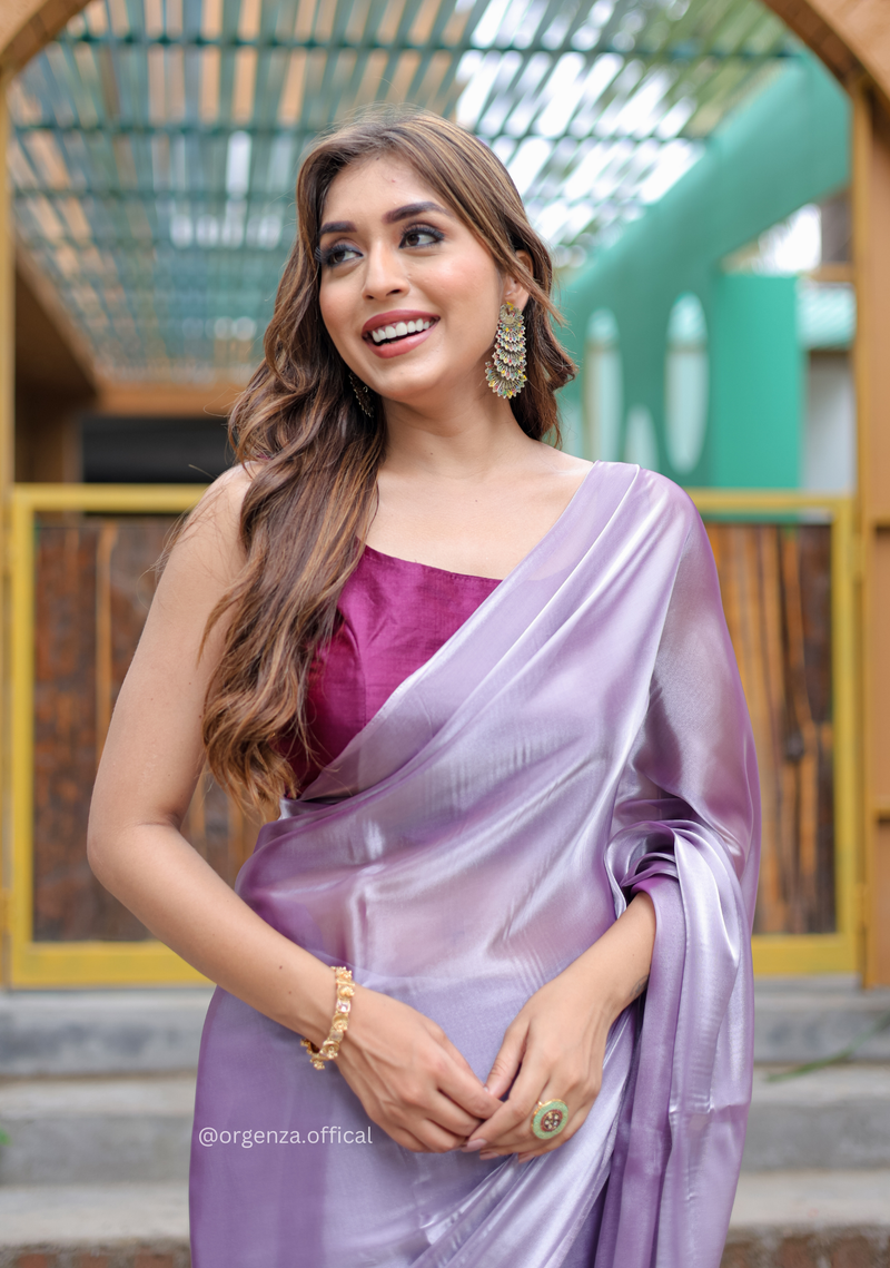 Plain Lavender Colour Jimmy Choo Saree