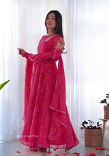 Pure Chiffon Bandhani Gown