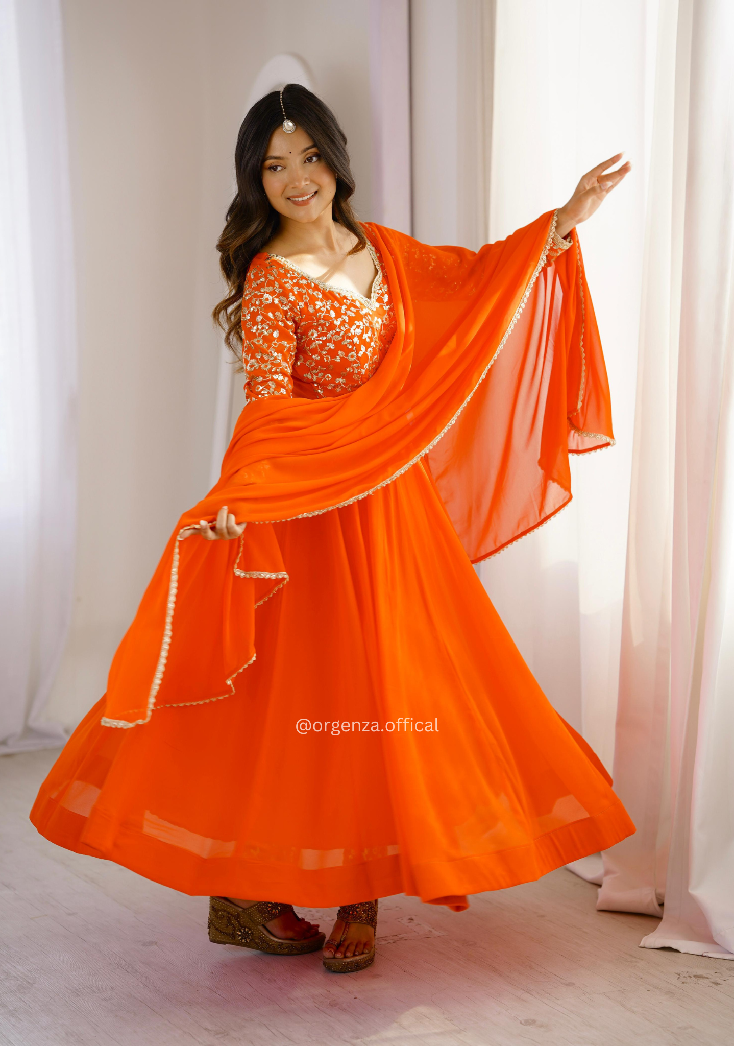 Georgette Sequence Embroidered Gown Set
