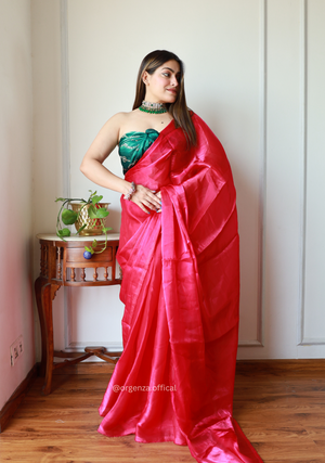 Plain Pink Colour Jimmy Choo Saree - Orgenza Store