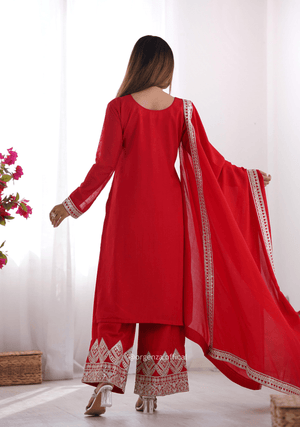 Vichitra Silk Fabric Straight Fit Kurta With Dupatta Set - Orgenza Store - digisoch
