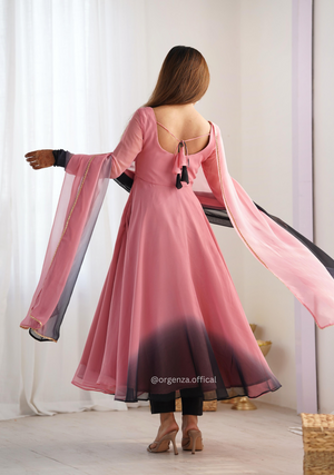 Georgette Plain Anarkali With Dupatta And Pant - Orgenza Store