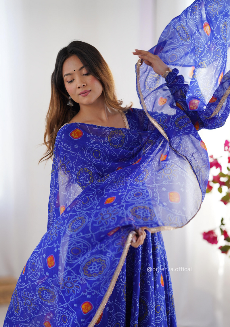 Pure Chiffon Bandhej Gown