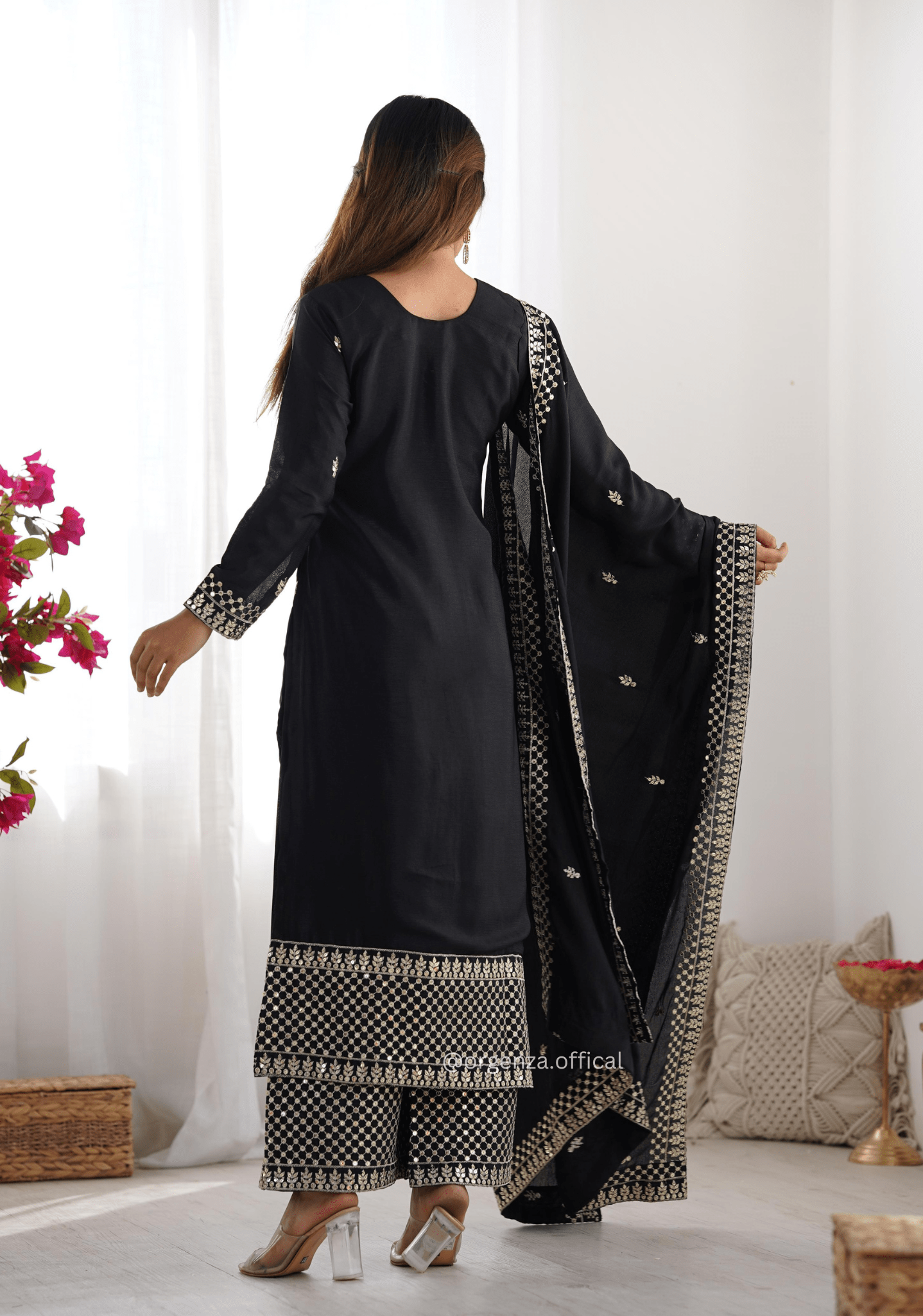 Chinon Silk Fabric Straight Fit Kurta With Dupatta Set - Orgenza Store - digisoch