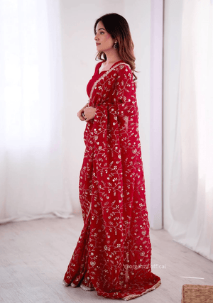 Dark Pink Colour Crunchy Silk Saree - Orgenza Store - digisoch