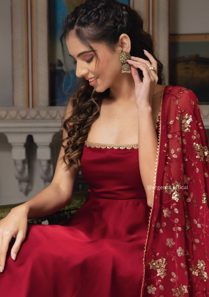 Maroon Colour Georgette Silk Anarkali Kurti