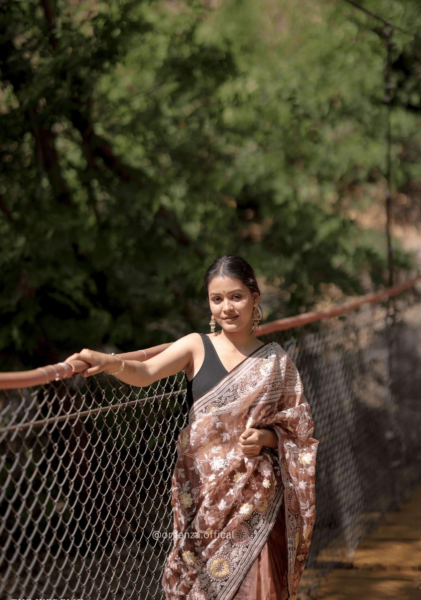 Organza Saree With Kashmiri Thread Work - Orgenza Store - digisoch