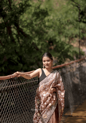 Organza Saree With Kashmiri Thread Work - Orgenza Store - digisoch