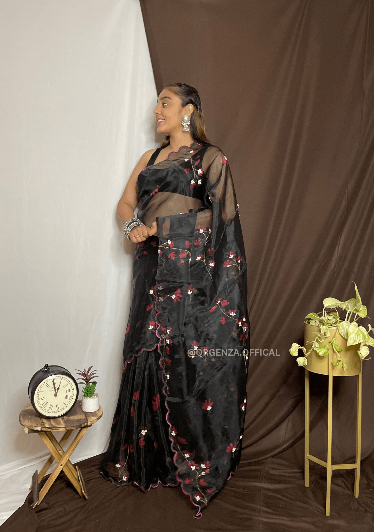 Organza Saree With Khatli Work - Orgenza Store - digisoch