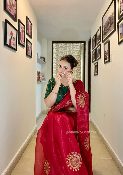 Pure Chiffon Zari Silk Saree With Embroidery Work