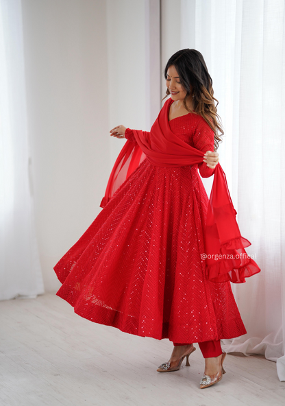 Pure Lukhnowi Sequence Work Anarkali
