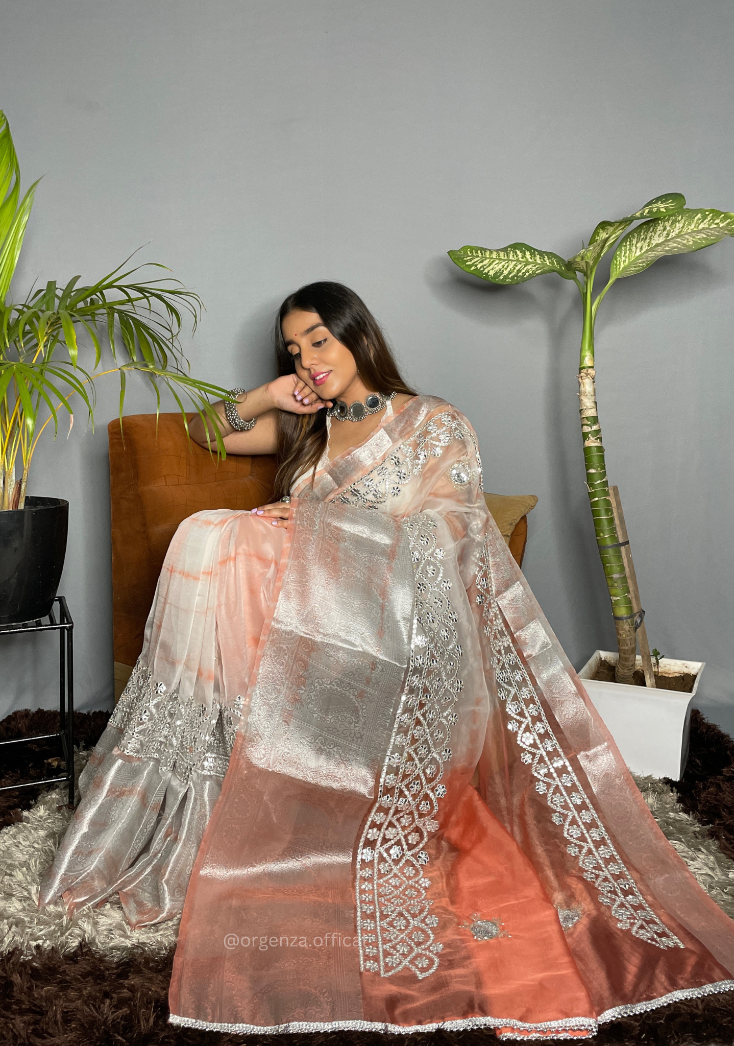 Organza Silk Saree With Gotta Patti Work - Orgenza Store