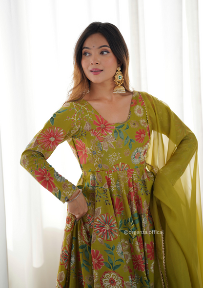 Roman Silk Chanderi Fabric Kediya Kurta With Palazzo Set - Orgenza Store