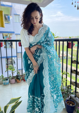 Organza Silk Saree With Beautiful Embroidery Zari Work