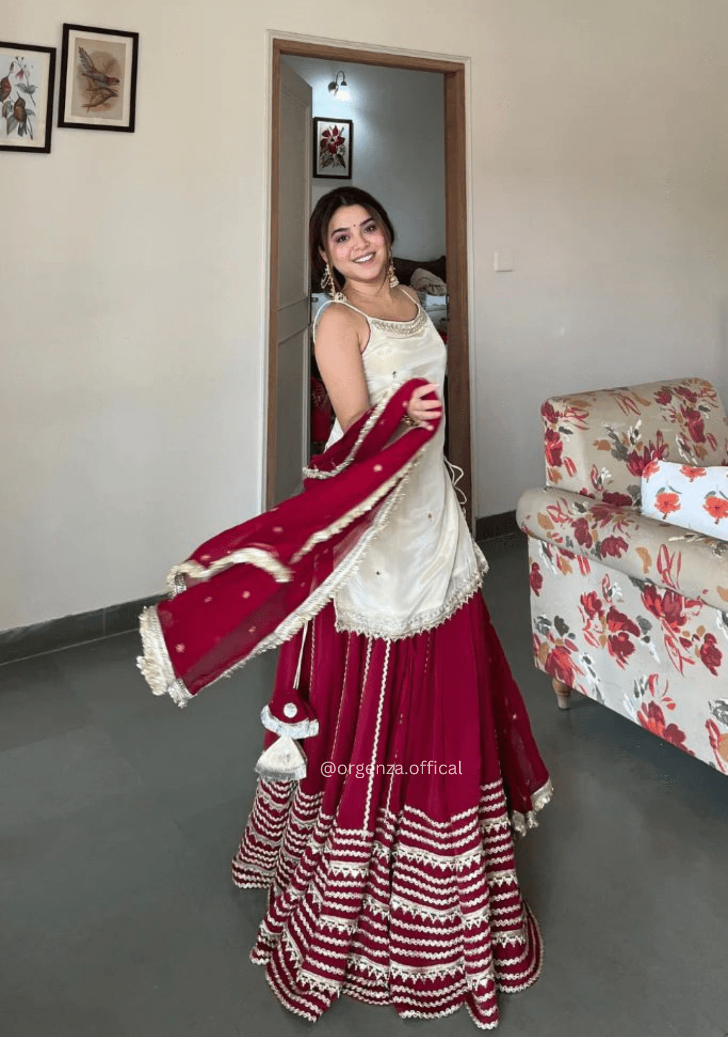 Fendy Silk Mirror Work Kurti Lehenga Set with Georgette Dupatta – Designer Party & Wedding Wear (3 PCS) - Orgenza Store - digisoch