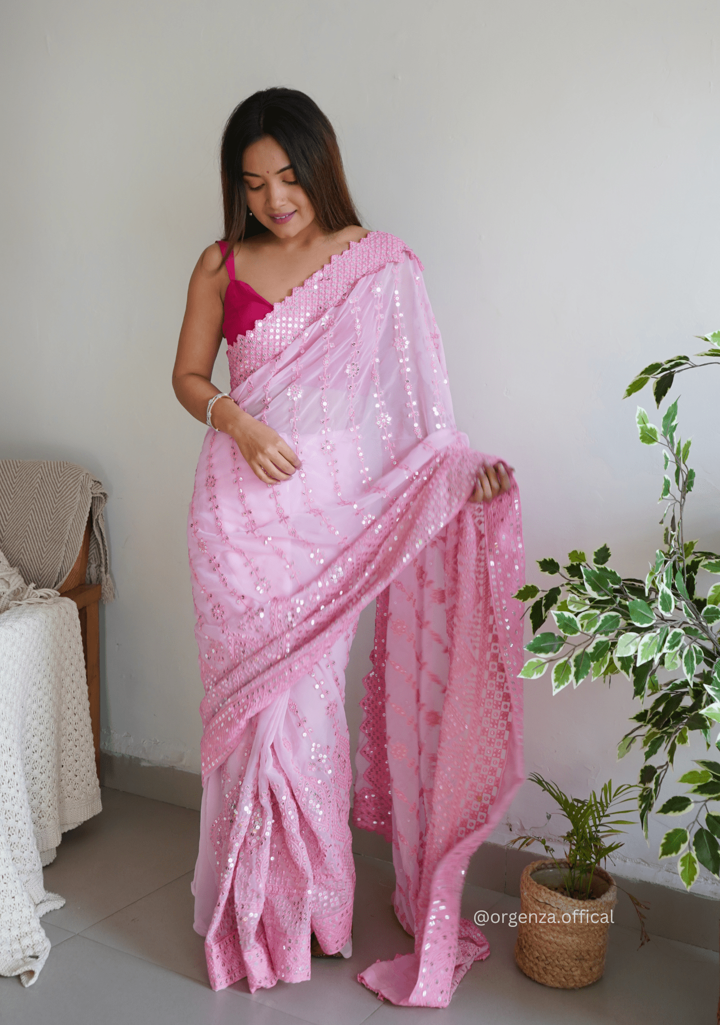 Pure Georgette Silk Saree With Sequence Work - Orgenza Store - digisoch