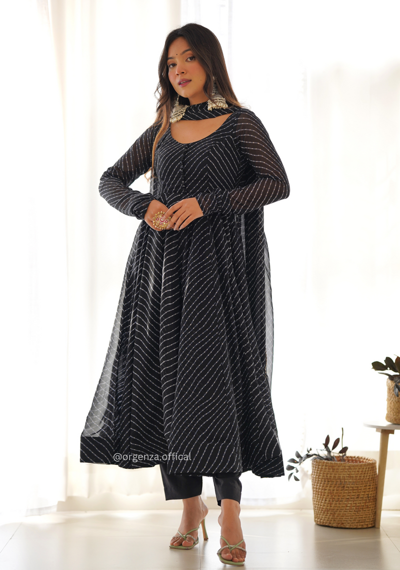 Georgette Silk Laheriya Print Anarkali