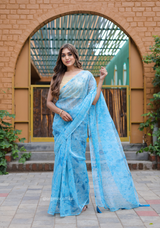 Organza Furr Saree With Sequence Lining