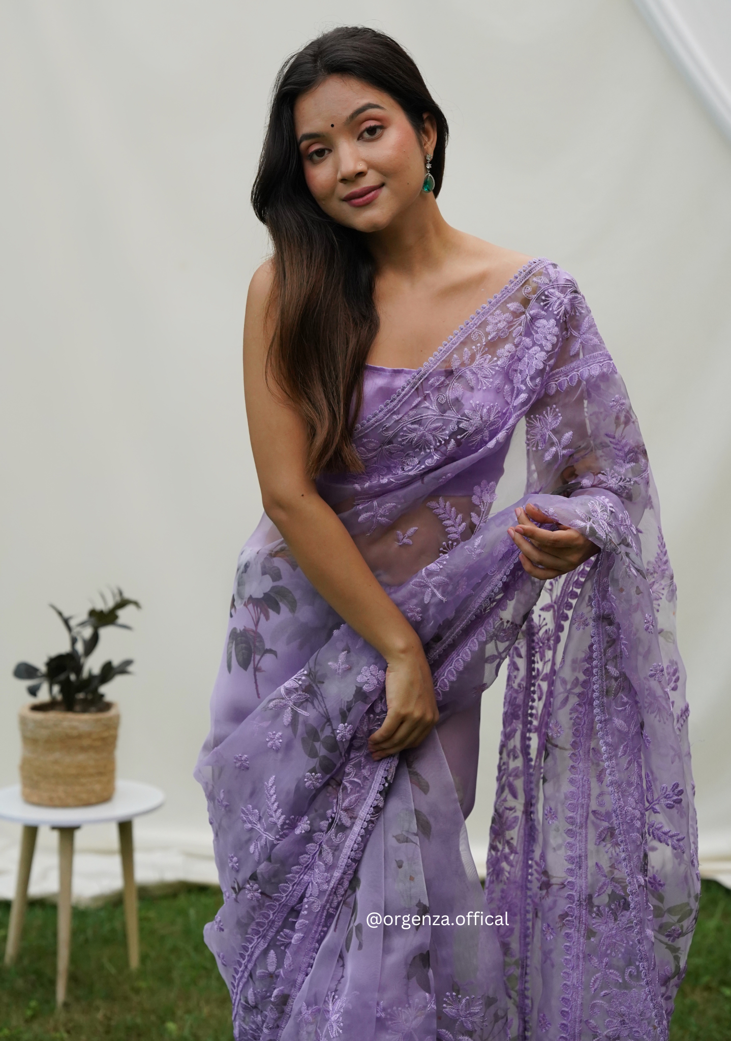 Organza Silk Saree With Embroidery Work - Orgenza Store