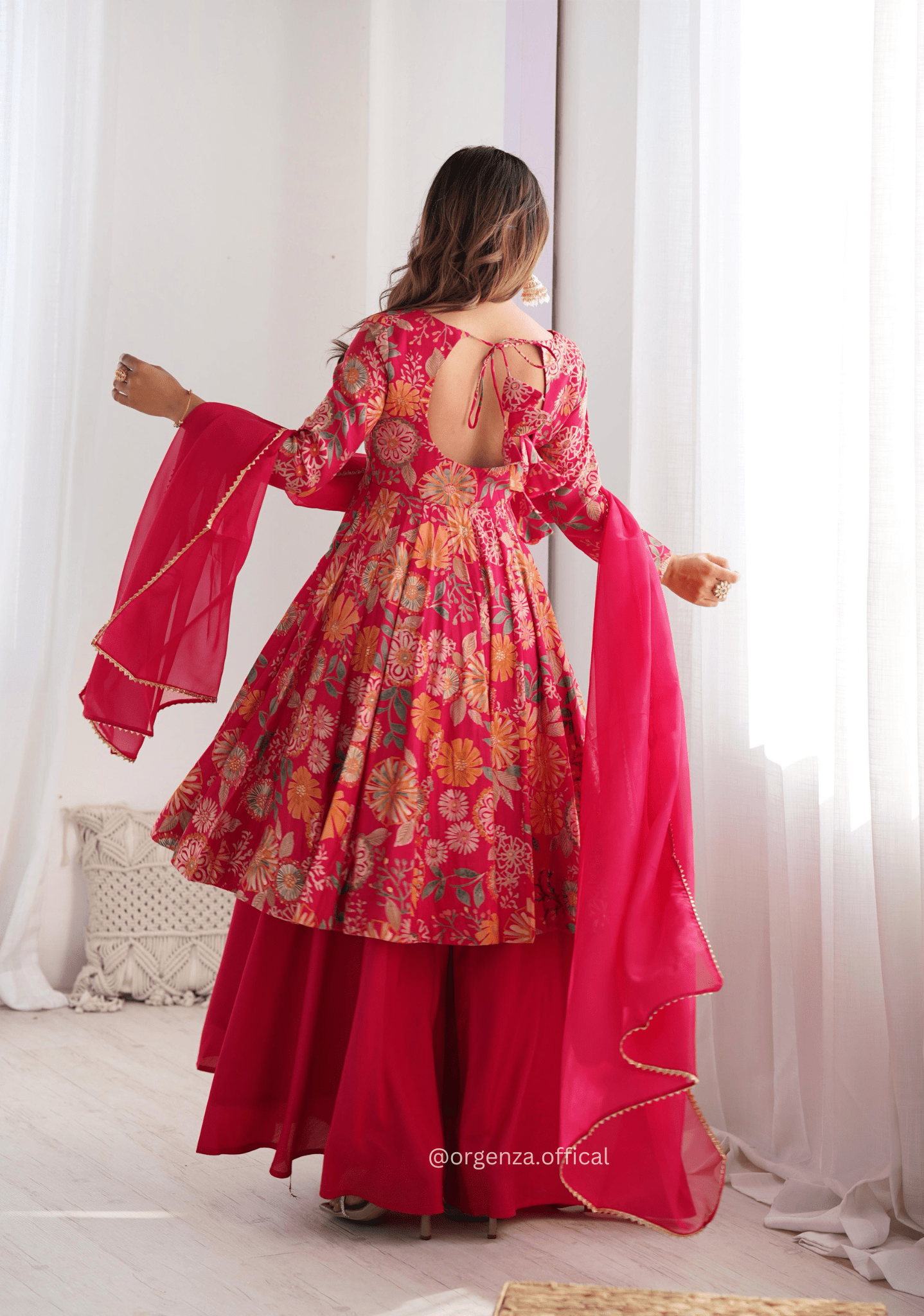 Roman Silk Chanderi Fabric Kediya Kurta With Palazzo Set - Orgenza Store - digisoch