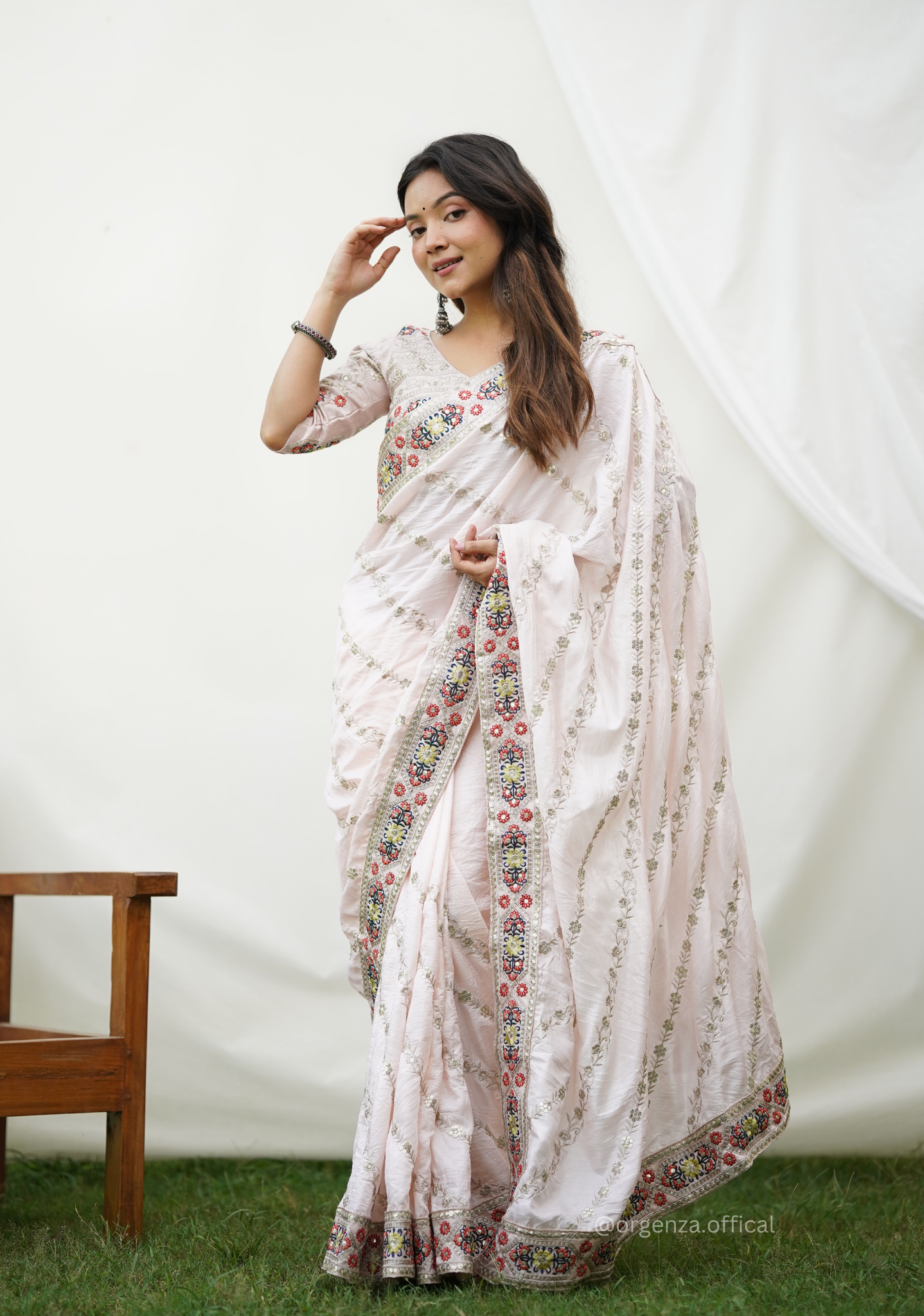 Pure Simmer   Silk Saree With Embroidery Work - Orgenza Store