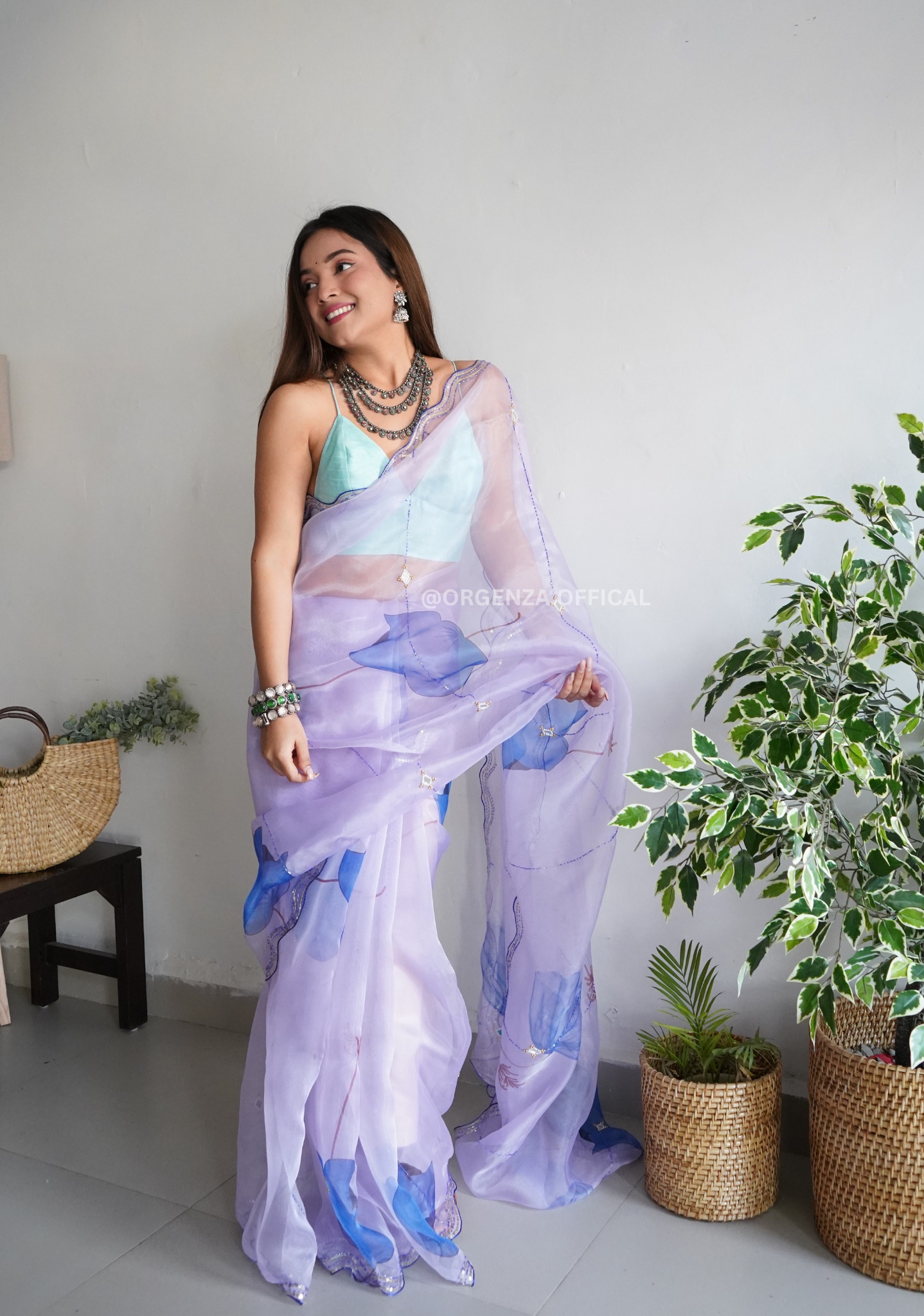 Organza Saree With Khatli Work - Orgenza Store
