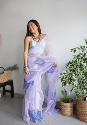 Organza Saree With Khatli Work - Orgenza Store - digisoch