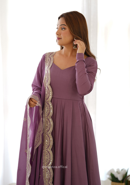Roman Silk Chanderi Plain Anarkali Kurti - Orgenza Store