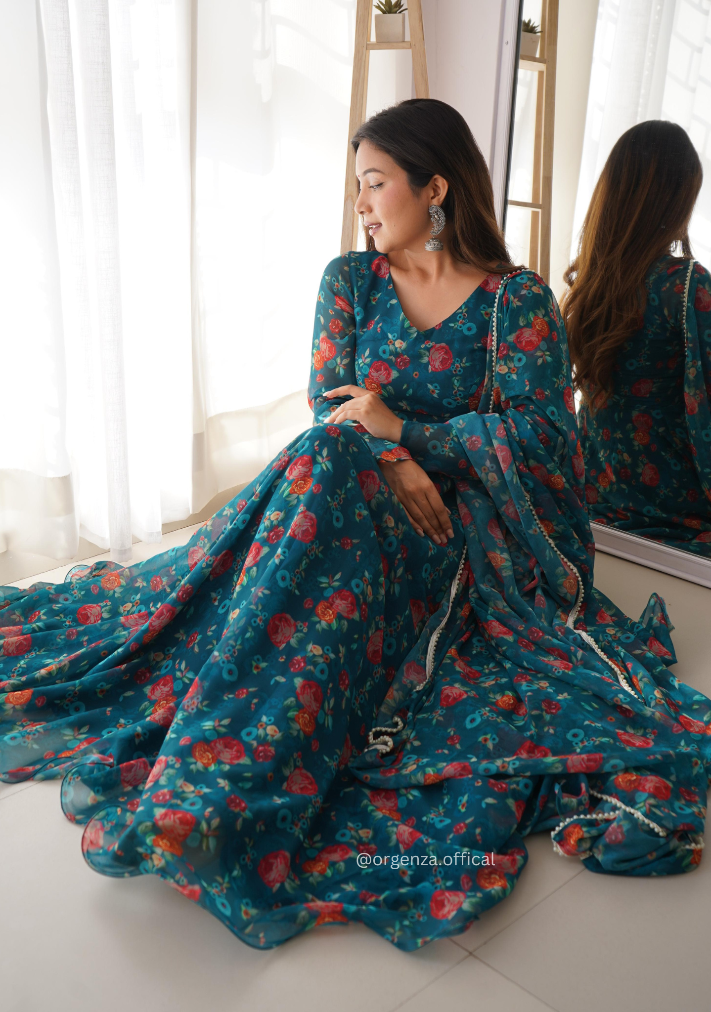 Floral Anarkali Gown Dress - Orgenza Store