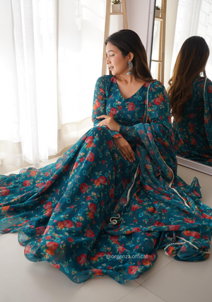 Floral Anarkali Gown Dress - Orgenza Store
