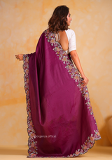 Tussar Satin Silk Saree With Embroidery Viscos Thread Work