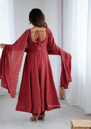 Maroon Colour Roman Shimmer Chanderi Silk Anarkali Kurti - Orgenza Store - digisoch