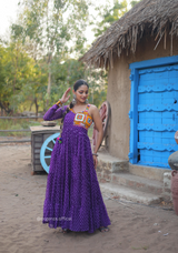 Purple Colour Bandhani Print Gown