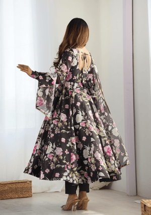 Pure Organza Black Colour Silk Print Kurti - Orgenza Store - digisoch