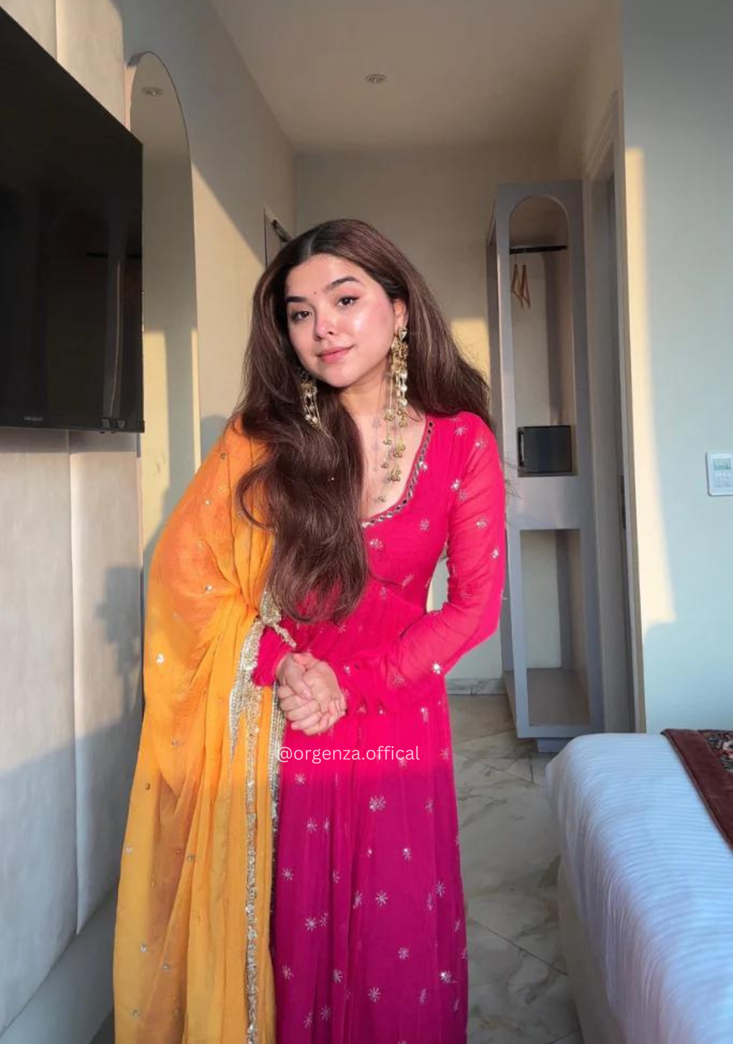 Designer Georgette Embroidered Gown with Pant & Dupatta Set