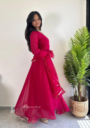 Pink Colour Pure Georgette Gown - Orgenza Store