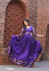 Soft Silk Copper And Gold Zari Weaving Gown