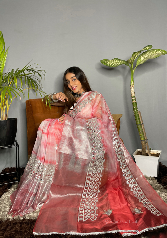 Pure Organza Saree With Weaving Border - Orgenza Store