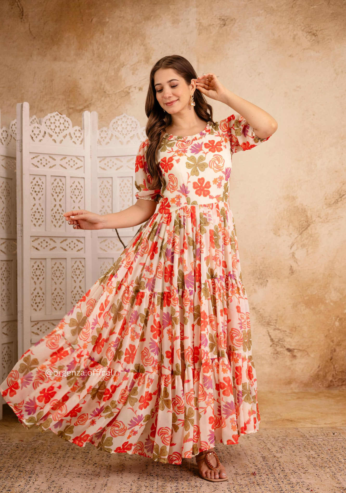 Multi Colour Georgette Digital Print Maxi - Orgenza Store