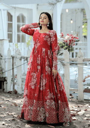 Faux Georgette Digital Printed Gown - Orgenza Store - digisoch