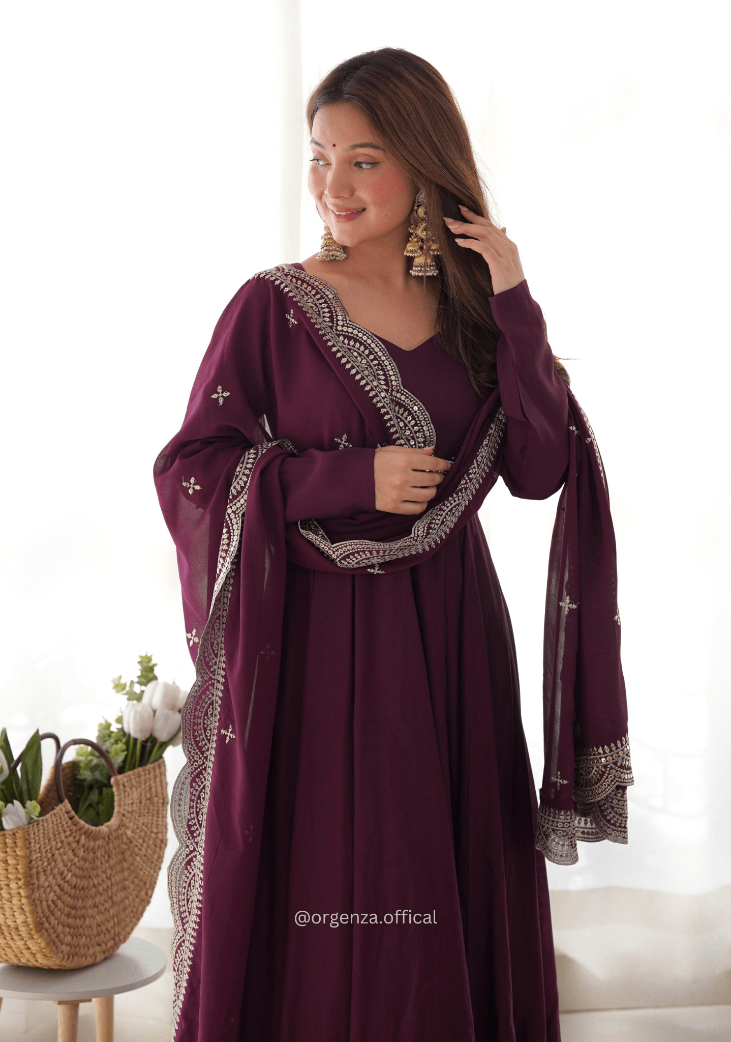 Roman Silk Chanderi Plain Anarkali Kurti - Orgenza Store - digisoch