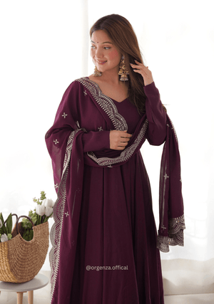 Roman Silk Chanderi Plain Anarkali Kurti - Orgenza Store - digisoch