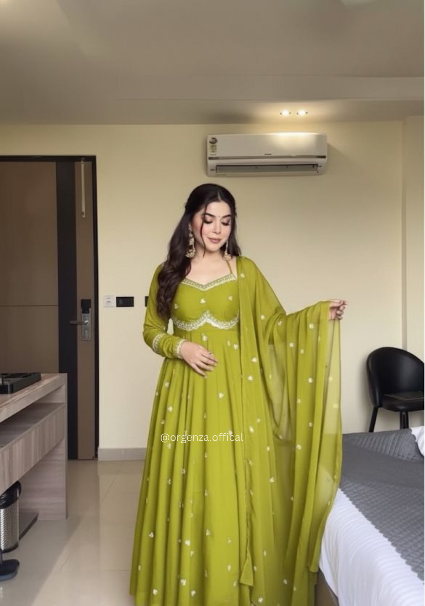 Wedding & Festive Wear Fox Georgette Gown Set with Pant and Dupatta