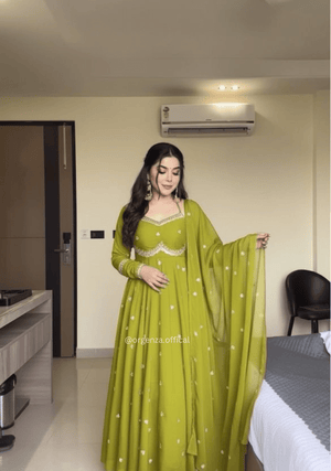 Wedding & Festive Wear Fox Georgette Gown Set with Pant and Dupatta - Orgenza Store - digisoch