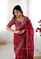 Soft jimmy Choo Silk Saree With Sequence Work